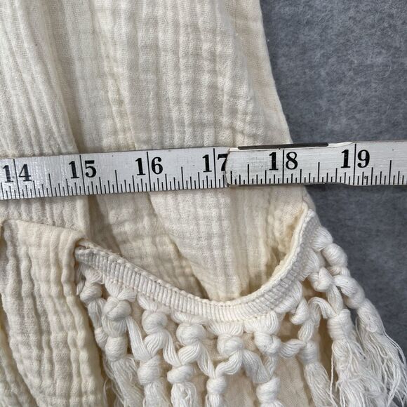 Bird & Knoll Tunic Mini Dress Beige Gauze Crinkle Cotton Lagenlook s/m - Picture 14 of 16